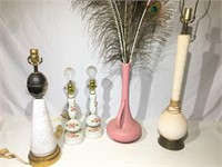 Lamps and decorative vase.