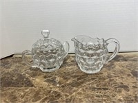 FOSTORIA CUBIST CREAMER COVERED SUGAR