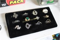 12 COSTUME JEWELRY RINGS - DISPLAY NOT INCLUDED