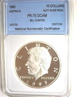 1993 10 Dollars NNC PR70 DCAM Bill Clinton