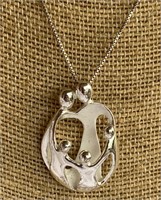 Sterling Silver Abstract Family Necklace