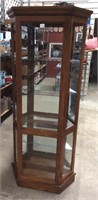 Gorgeous Angled Oak Lighted Curio Cabinet