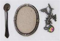 (3) BROOCH PINS: DRAGON, SPOON, OVAL