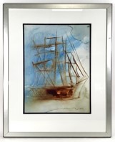 M. Gotkin, Tall Ship Signed Watercolor 2, Framed