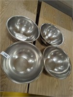 (4) Stainless Steel Commercial Bowls