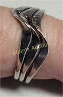 custom sterling silver ring triple wave sz 6