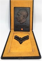 Bronze Zink Plaque of Adolf Hitler in case -