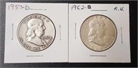 1957-D & 1962-D Franklin Half Dollars