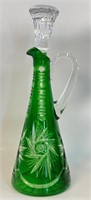 DESIRABLE LARGE TWO TONE EMERALD CRYSTAL DECANTER