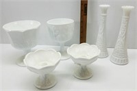 Milkglass Vases,Candy Dishes Etc