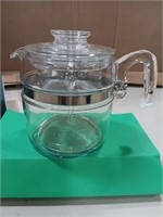 Vintage Pyrex 6 cup glass Percolator, coffee pot,