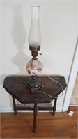 Antique Wooden Wall Table &  Lamp