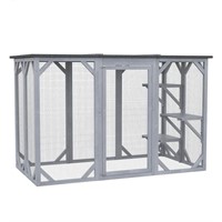 $294  71 in. L Grey Wooden Outdoor Cat House with