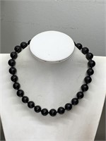 NEW BLACK AGATE STONE BEAD NECKLACE
