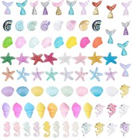 80Pcs 9 Styles Colorful Sparkle Ocean Charms