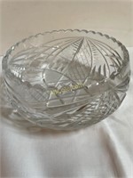 Large press cut crystal bowl 9"around and 4 1/2"