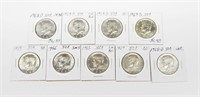 9 UNCIRCULATED 40% SILVER KENNEDY HALVES
