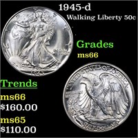 1945-d Walking Liberty 50c Grades GEM+ Unc