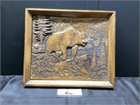Hand carved wooden bear decor