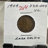 1909 WHEAT PENNY CENT  DDR-003 DOUBLE DIE