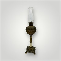 ANTIQUE BANQUET OIL LAMP Electrified Marble Stem