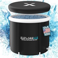 Explore Ice Bath W/ Lid and Carry Bag,Black/White