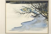 Frederic James Watercolor River Winter
