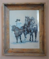 (B2) Framed Cowboy Print by Carolyn Cheney