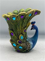 Bits and Pieces 6.5" Polyresin Peacock Vase Decor
