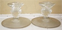 Pair Fostoria American Candle Holders