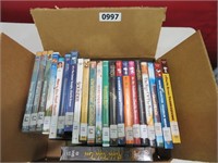 box of childrens DVDs & one VHS tape