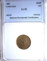 1857 Flying Eagle Cent NNC AU-50 Guide $250