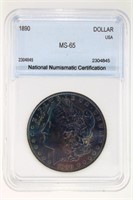 1890 Morgan Silver Dollar NNC MS-65 DEEP COLOR!!