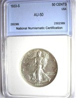1933-S Walking Liberty Half Dollar NNC AU-50