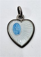 Sterling Silver Enameled Heart shaped Pendant