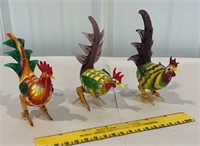 3 tiny Lenox roosters