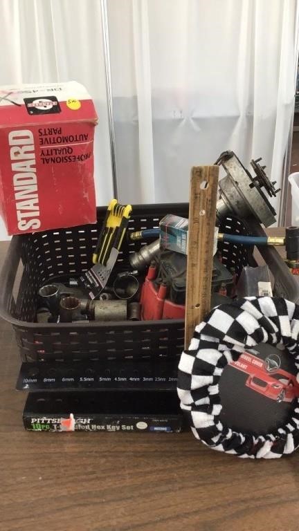 Misc basket of tools & parts
