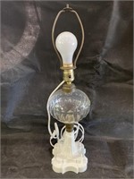 Antique Milk Glass Base Electrified Lamp