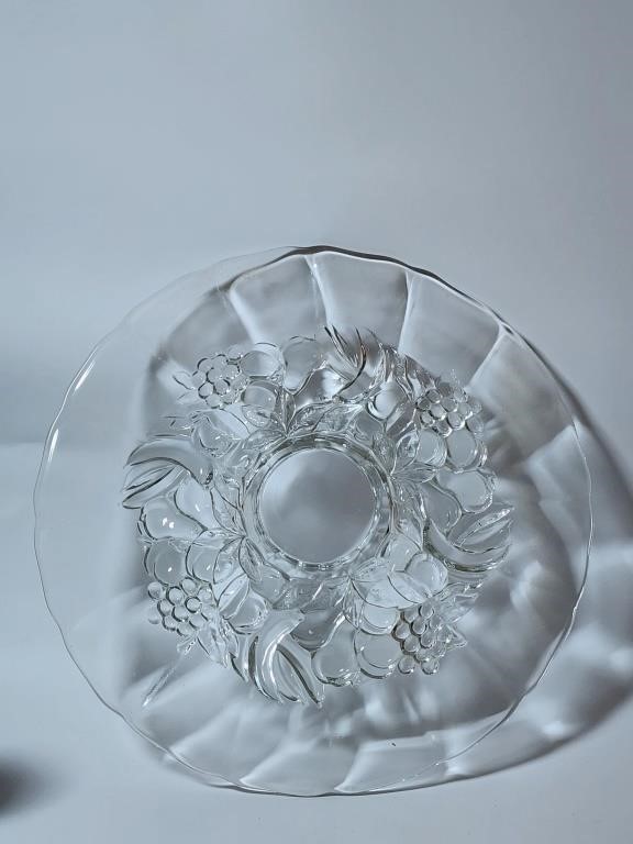 Fruit Pattern Clear Glass Serving Dish