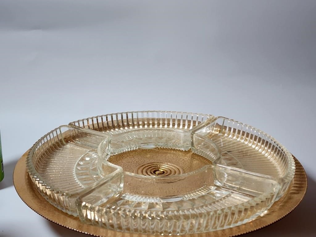 Lazy Susan With Glass Serving Tray