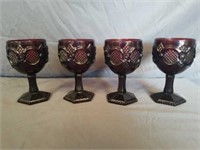 Set of 4 ruby red goblets