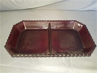 Avon ruby red divided dish