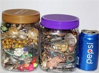 2 Jars of Misc Jewelry Bits & Parts- Over 7.5 lbs