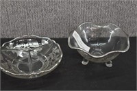 Silver City Glass Co. Divided Bowl & Footed Bowl