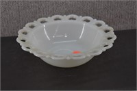 Anchor Hocking Lace Edge Milk Glass Bowl