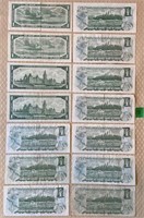 14 Note Lot – Bank of Canada 1.00 Bank Notes