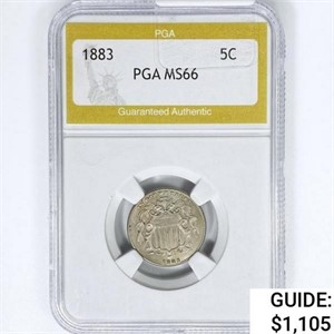 1883 Shield Nickel PGA MS66