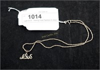 Sterling Silver Necklace & Jesus Pendant 15" 4g