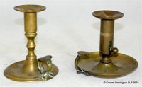 Antique Spun Brass Ejector Chamber Stick