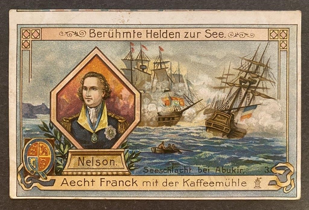 HORATIO NELSON: Victorian FRANCK COFFEE Card